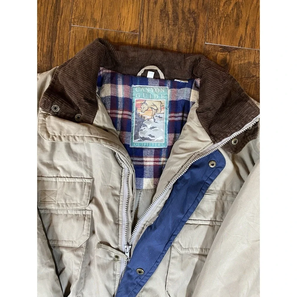 Canyon Guide Outfitters Mens Tan Flannel‎ Lined Field Jacket Barn Coat Size L